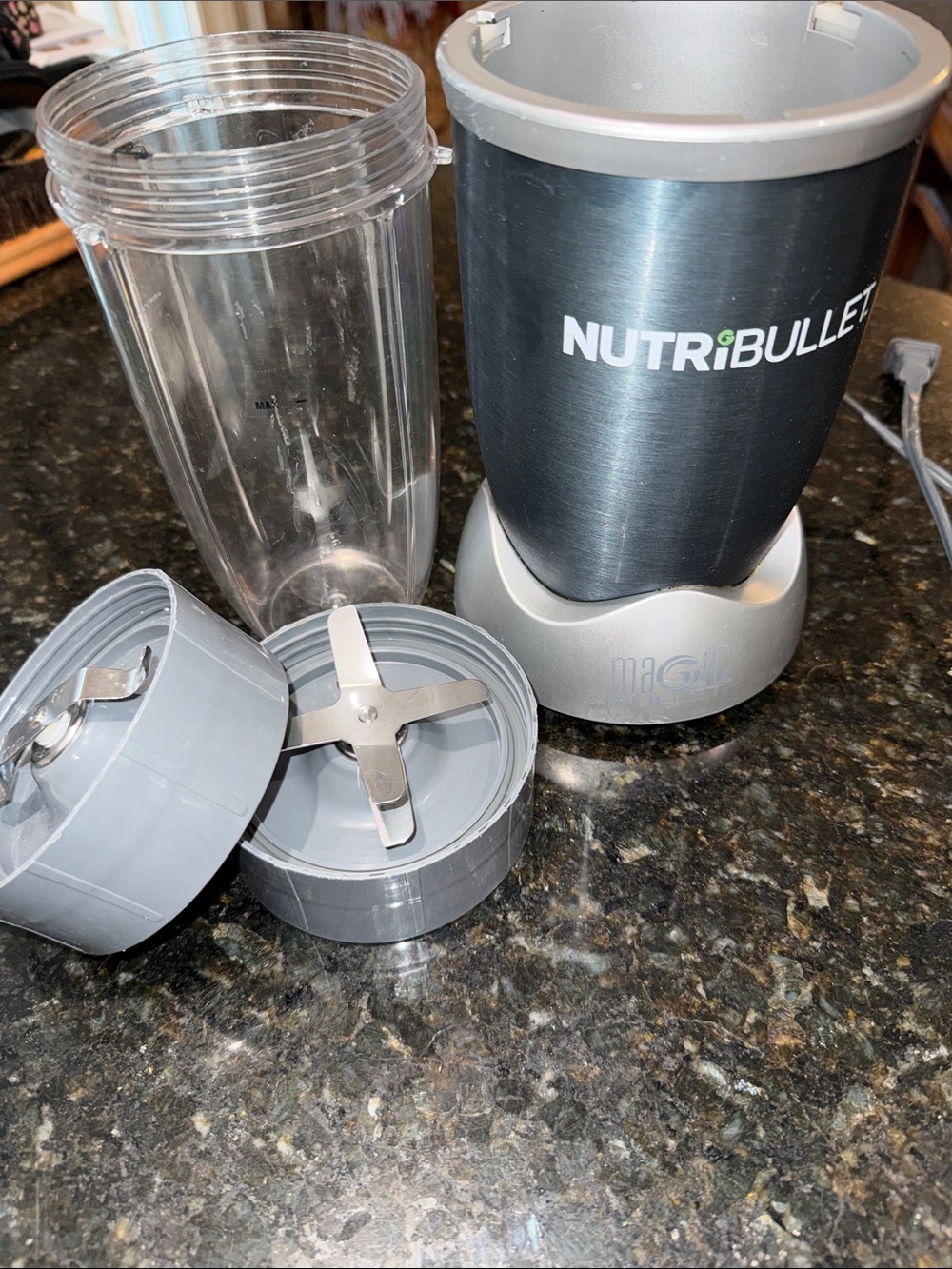 NutriBullet Compact Blender With Cup & Two Blade Attachments Gray/Silver